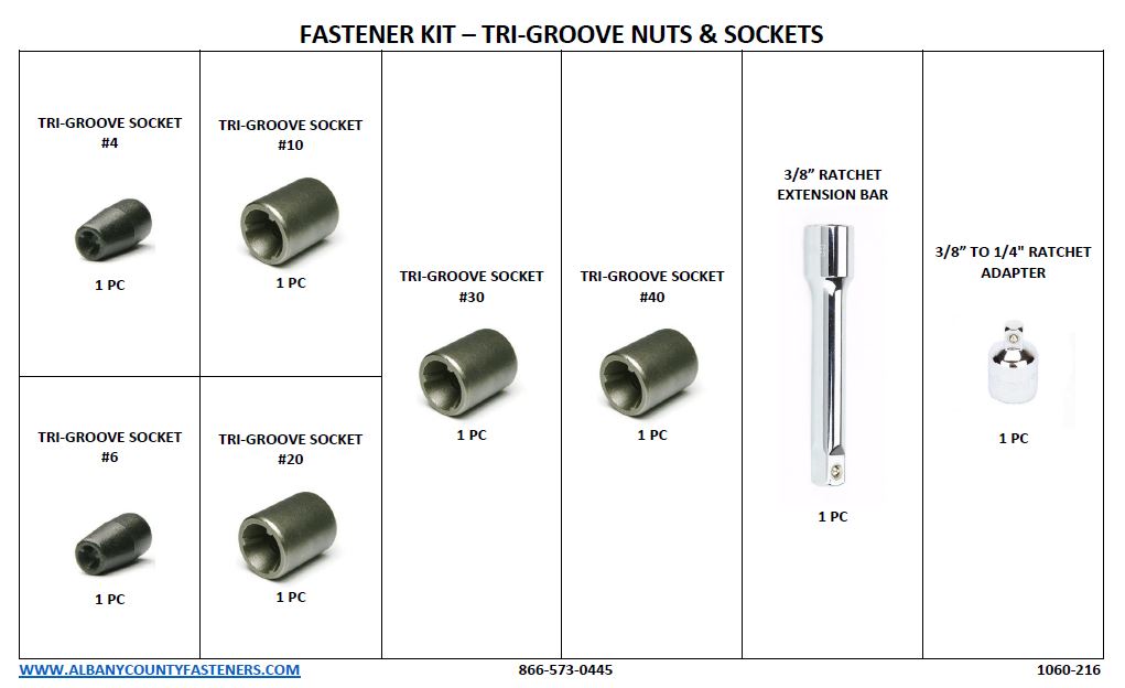Kit Assortment, Tri Groove Socket Set Kit